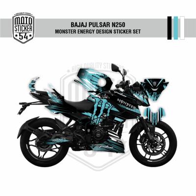 Bajaj Pulsar N250 Monster Energy Turkuaz Desıgn Sticker Set