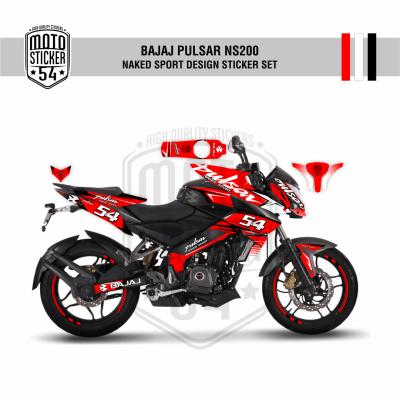 Bajaj Pulsar NS200 Naked Sport Design Görsel Kırmızı - Beyaz - Siyah