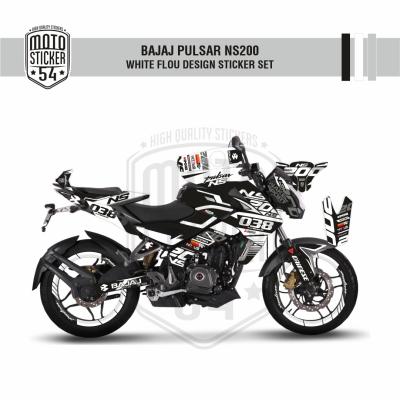 Bajaj Pulsar NS200 White Flou Design Siyah Beyaz