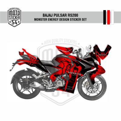 Bajaj Pulsar RS200 Monster Energy Design Görsel Kırmızı
