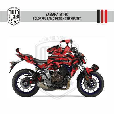 Yamaha MT 07 Colorful Camo Design Görsel Kırmızı