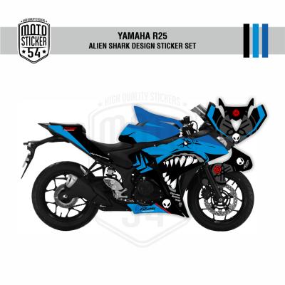 Yamaha R25 Eski Kasa Alien Shark Design Görsel Açık Mavi