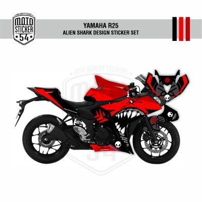 Yamaha R25 Eski Kasa Alien Shark Design Görsel Kırmızı